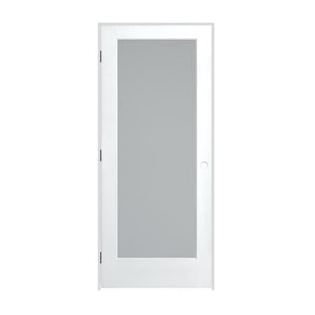 Trimlite Primed 1Lite Satin Etch Tempered Glass Interior French 49/16" RH Prehung Door Black Hinges 3068pri1501SATTRH1D4916